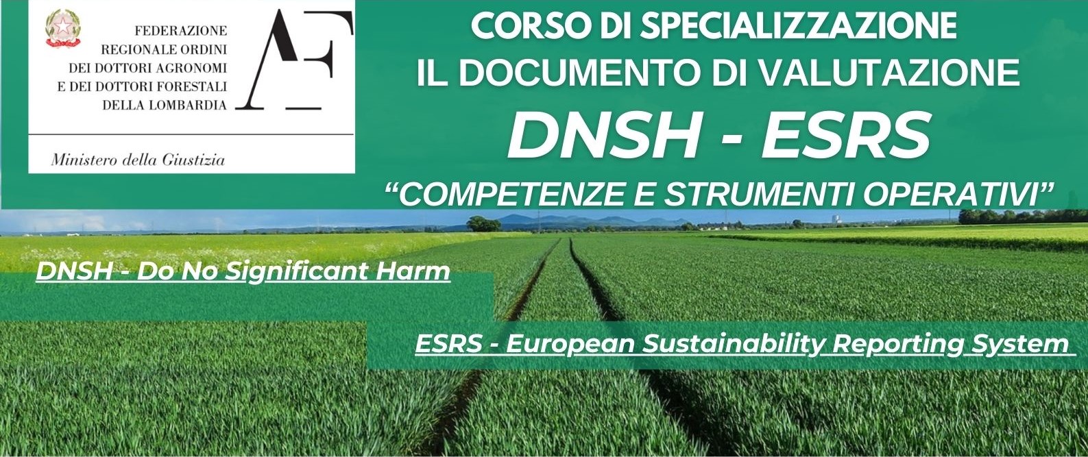 Corso di specializzazione – IL DOCUMENTO DI VALUTAZIONE DNSH – ESRS “COMPETENZE E STRUMENTI OPERATIVI”