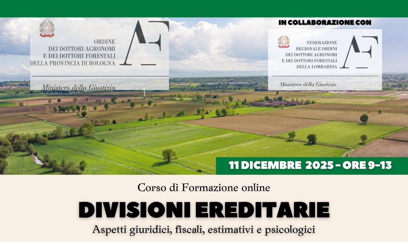 Corso di formazione – DIVISIONI EREDITARIE: ASPETTI GIURIDICI, FISCALI, ESTIMATIVI E PSICOLOGICI